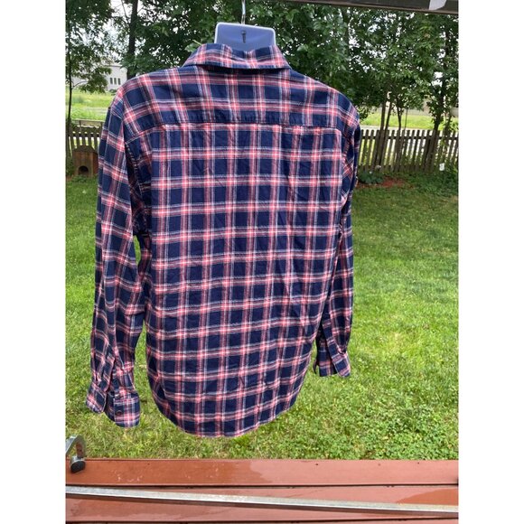 Wrangler Mens XL Red & Blue Plaid Button-Up Shirt With Dual Chest Pockets - Picture 4 of 8